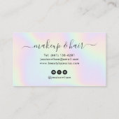 メイクアップアーティスト美容師シックなホログラフィックドリップ 名刺 (裏面)