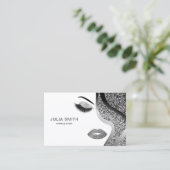 メイクアップアーティスト美容師シルバーグリッター 名刺 (スタンド正面)