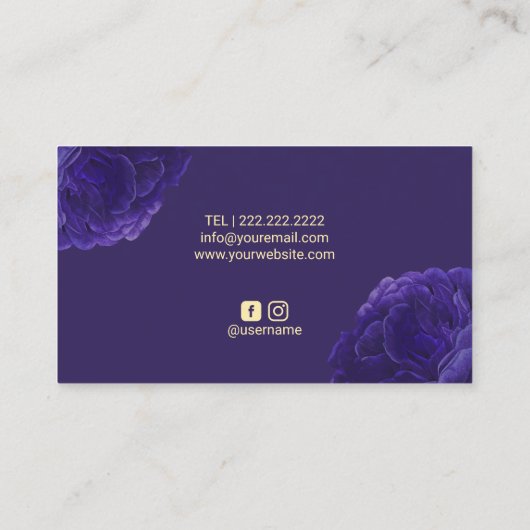 メイクアップアーティスト美容師バイオレットフローラ美しい 名刺 (裏面)