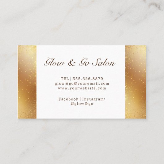 メイクアップアーティスト美容師バラ金ゴールドグリッター星 名刺 (裏面)