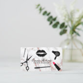 メイクアップアーティスト美容師バラ金ゴールド大理石 名刺 (スタンド正面)