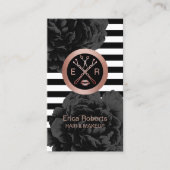 メイクアップアーティスト美容師バラ金ゴールド美しいサロン 名刺 (正面)