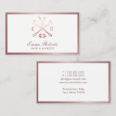 メイクアップアーティスト美容師バラ金ゴールド美しいロゴ 名刺 (正面/裏面)