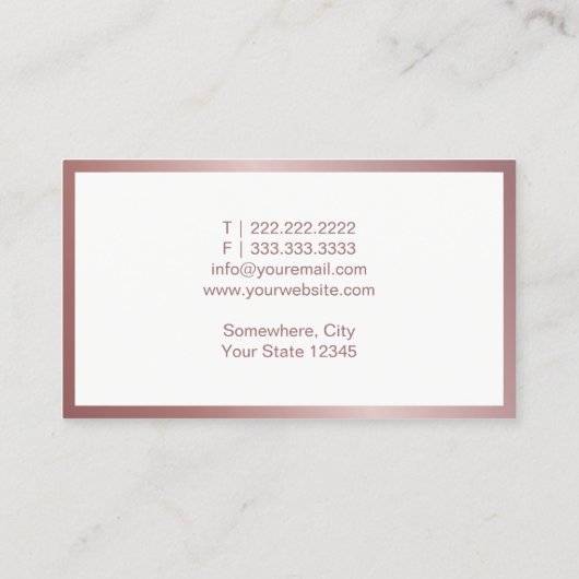 メイクアップアーティスト美容師バラ金ゴールド美しいロゴ 名刺 (裏面)