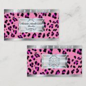 メイクアップアーティスト美容師ピンクヒョウ印刷 名刺 (正面/裏面)