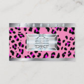 メイクアップアーティスト美容師ピンクヒョウ印刷 名刺 (裏面)