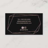 メイクアップアーティスト美容師ピンクブラックマーブルサロン 名刺 (裏面)