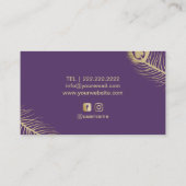 メイクアップアーティスト美容師ピーコックパープル&シルバー 名刺 (裏面)