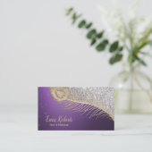 メイクアップアーティスト美容師ピーコックパープル&シルバー 名刺 (スタンド正面)