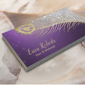 メイクアップアーティスト美容師ピーコックパープル&シルバー 名刺