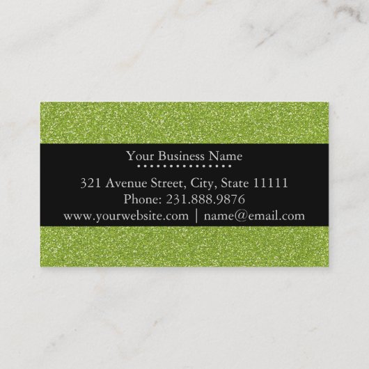 メイクアップアーティスト美容師ファンキーグリーングリッター 名刺 (裏面)