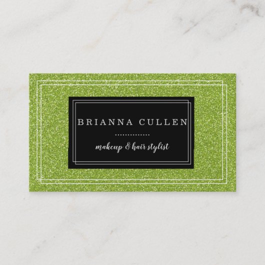 メイクアップアーティスト美容師ファンキーグリーングリッター 名刺 (正面)