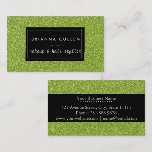 メイクアップアーティスト美容師ファンキーシルバーグリッター 名刺 (正面/裏面)