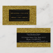 メイクアップアーティスト美容師ファンキー金ゴールドグリッター 名刺 (正面/裏面)