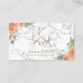 メイクアップアーティスト美容師フローラトレンディー大理石 名刺 (正面)