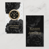 メイクアップアーティスト美容師ブラックフローララグジュアリー 名刺 (正面/裏面)