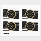 メイクアップアーティスト美容師ブラックフローラ モダン 長方形シール (シート)