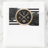 メイクアップアーティスト美容師ブラックフローラ モダン 長方形シール (バッグ)