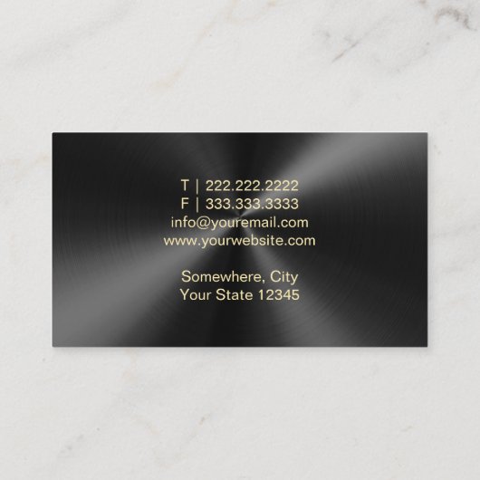 メイクアップアーティスト美容師ブラック&メタリック金ゴールド 名刺 (裏面)