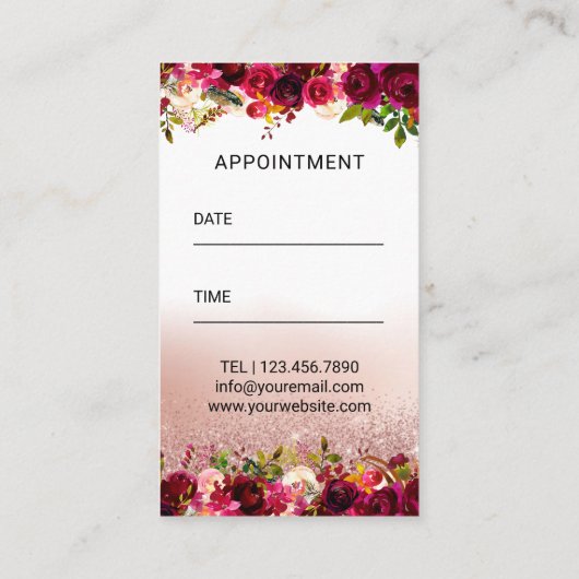 メイクアップアーティスト美容師ブルゴーニュフローラサロン 予約カード (裏面)