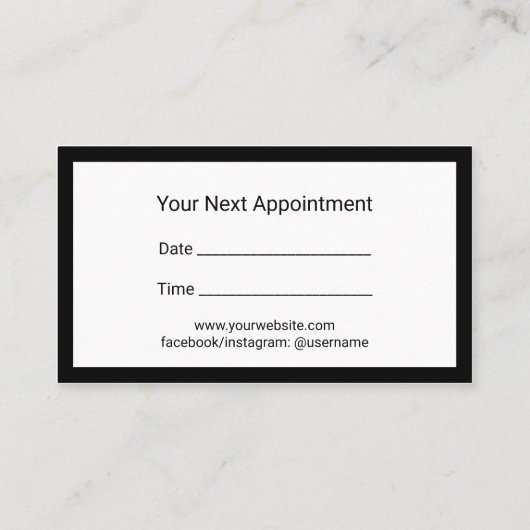 メイクアップアーティスト美容師プレーンフレームアポイントメント 予約カード (裏面)