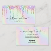 メイクアップアーティスト美容師ホログラフィックドリップシック 名刺 (正面/裏面)