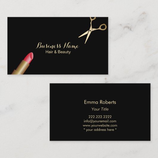 メイクアップアーティスト美容師ミニマル美しいサロン 名刺 (正面/裏面)