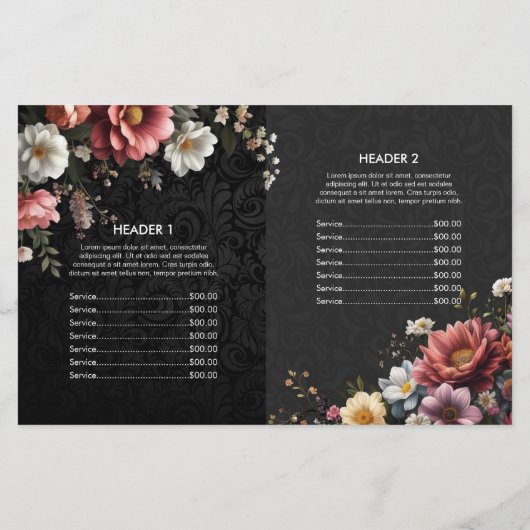 メイクアップアーティスト美容師メニュー価格Bifold Flyer (裏面)