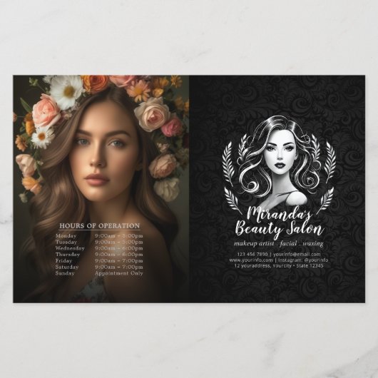 メイクアップアーティスト美容師メニュー価格Bifold Flyer (正面)