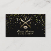 メイクアップアーティスト美容師モダングリッター紙吹雪 名刺 (正面)