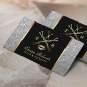 メイクアップアーティスト美容師モダンシルバーグリッター 名刺