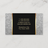 メイクアップアーティスト美容師モダンシルバーグリッター 名刺 (裏面)