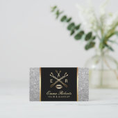 メイクアップアーティスト美容師モダンシルバーグリッター 名刺 (スタンド正面)