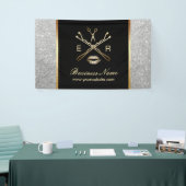 メイクアップアーティスト美容師モダンシルバーグリッター 横断幕 (トレードショー)