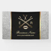 メイクアップアーティスト美容師モダンシルバーグリッター 横断幕 (横)