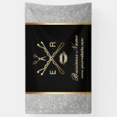 メイクアップアーティスト美容師モダンシルバーグリッター 横断幕 (縦)