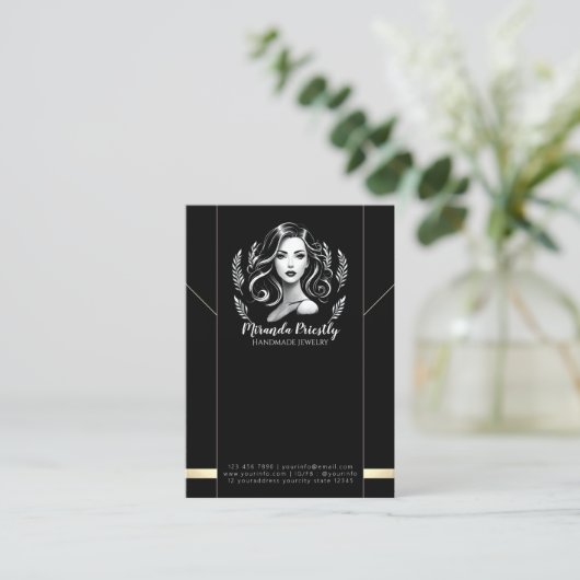 メイクアップアーティスト美容師モダンネックレスディスプレイ 予約カード (スタンド正面)