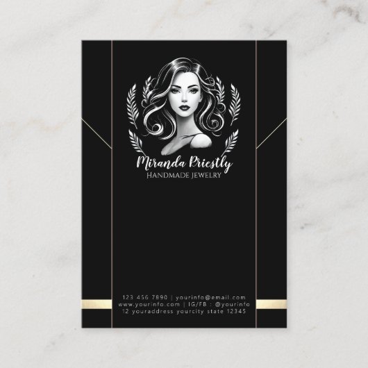 メイクアップアーティスト美容師モダンネックレスディスプレイ 予約カード (正面)