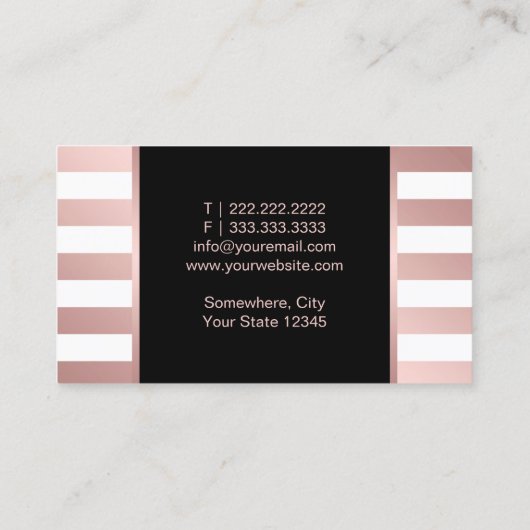 メイクアップアーティスト美容師モダンバラ金ゴールドストライプ 名刺 (裏面)