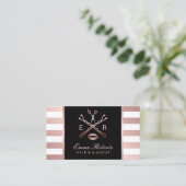 メイクアップアーティスト美容師モダンバラ金ゴールドストライプ 名刺 (スタンド正面)