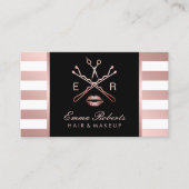 メイクアップアーティスト美容師モダンバラ金ゴールドストライプ 名刺 (正面)