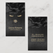 メイクアップアーティスト美容師モダンブラックフローラ 名刺 (正面/裏面)