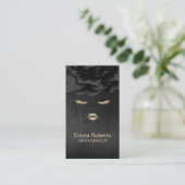 メイクアップアーティスト美容師モダンブラックフローラ 名刺 (スタンド正面)