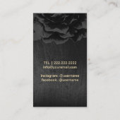 メイクアップアーティスト美容師モダンブラックフローラ 名刺 (裏面)