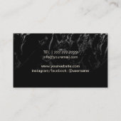 メイクアップアーティスト美容師モダンブラックマーブル 名刺 (裏面)
