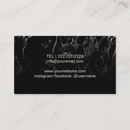メイクアップアーティスト美容師モダンブラックマーブル 名刺 (裏面)