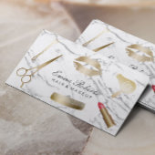 メイクアップアーティスト美容師モダンホワイトマーブル 名刺