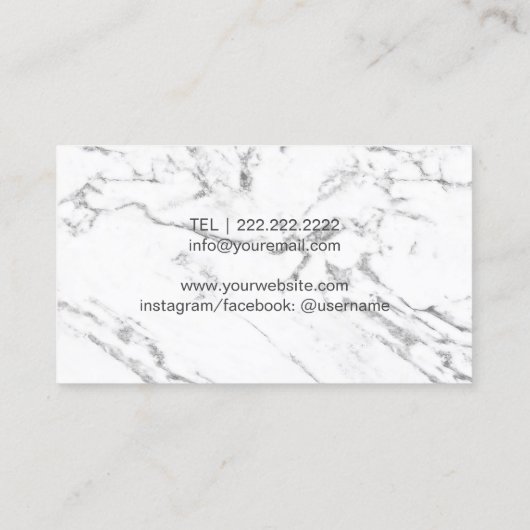 メイクアップアーティスト美容師モダンホワイトマーブル 名刺 (裏面)
