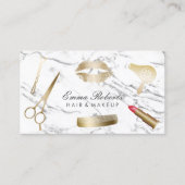 メイクアップアーティスト美容師モダンホワイトマーブル 名刺 (正面)