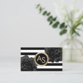 メイクアップアーティスト美容師モダンモノグラムフローラ 名刺 (スタンド正面)